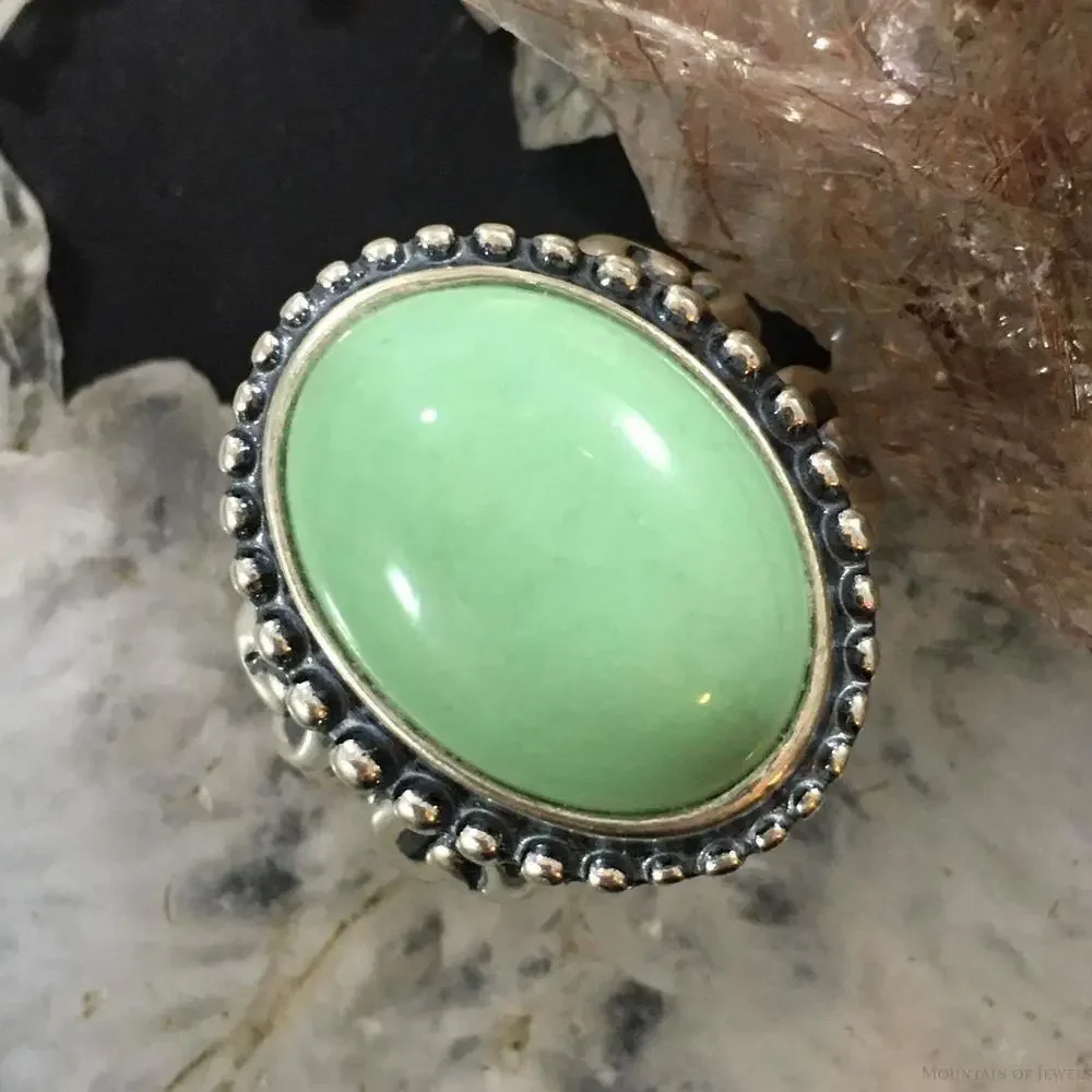 Carolyn Pollack Southwestern Style Sterling Silver Oval Variscite Decorated Ring